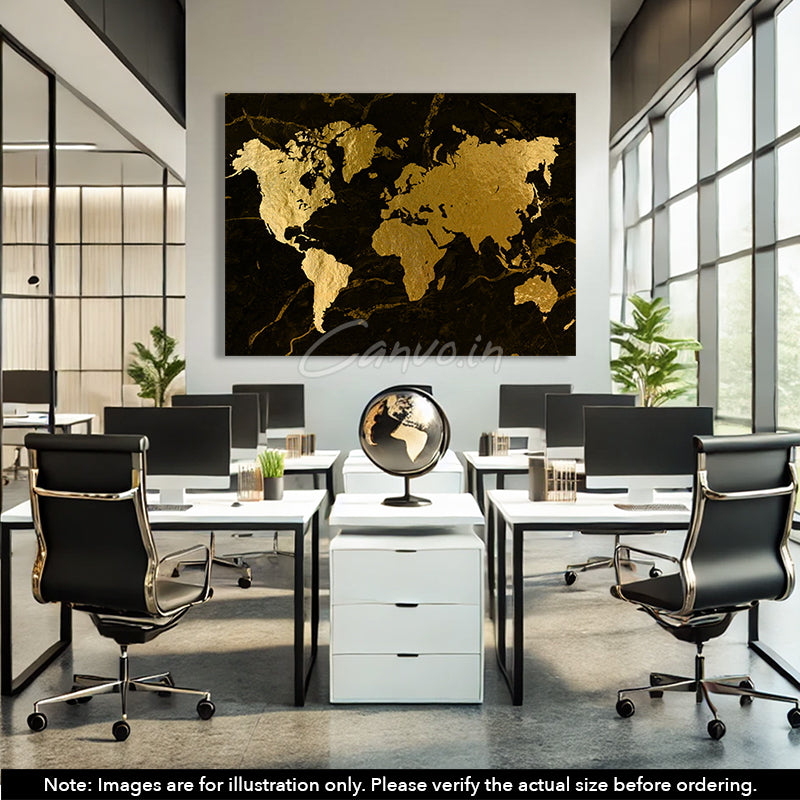 Golden World Map Canvo
