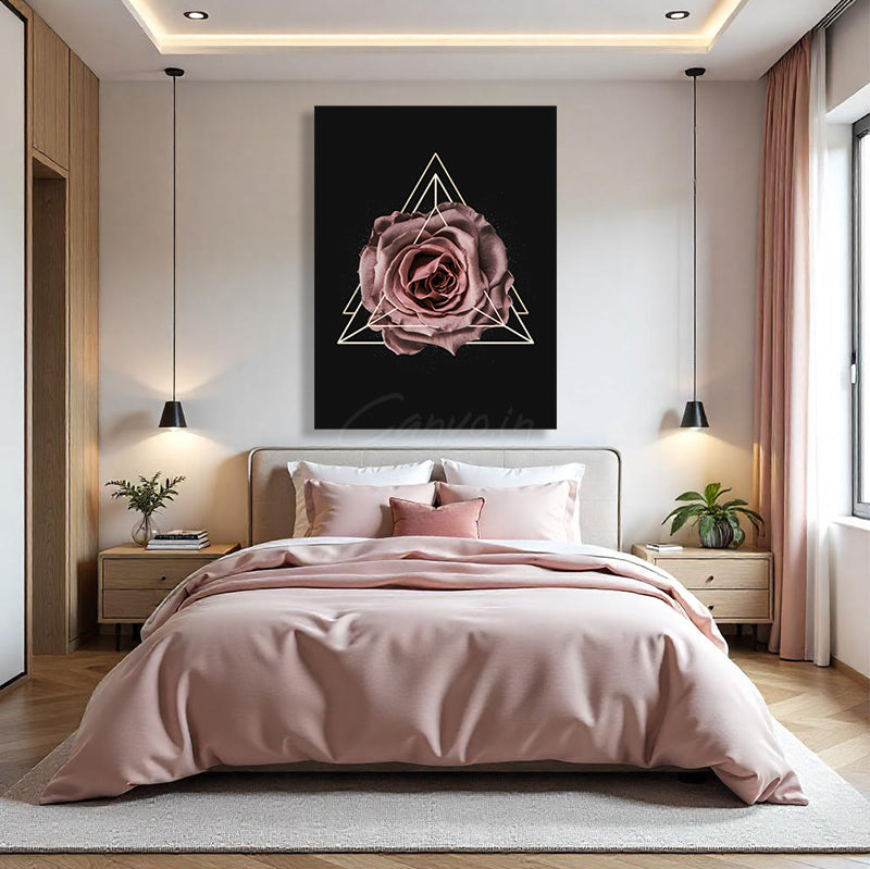 Geometric Rose Abstract Canvo