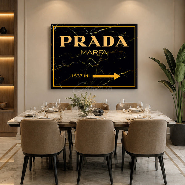 Marfa Canvas Wall Art | Black Marble Sign Painting | Canvo India