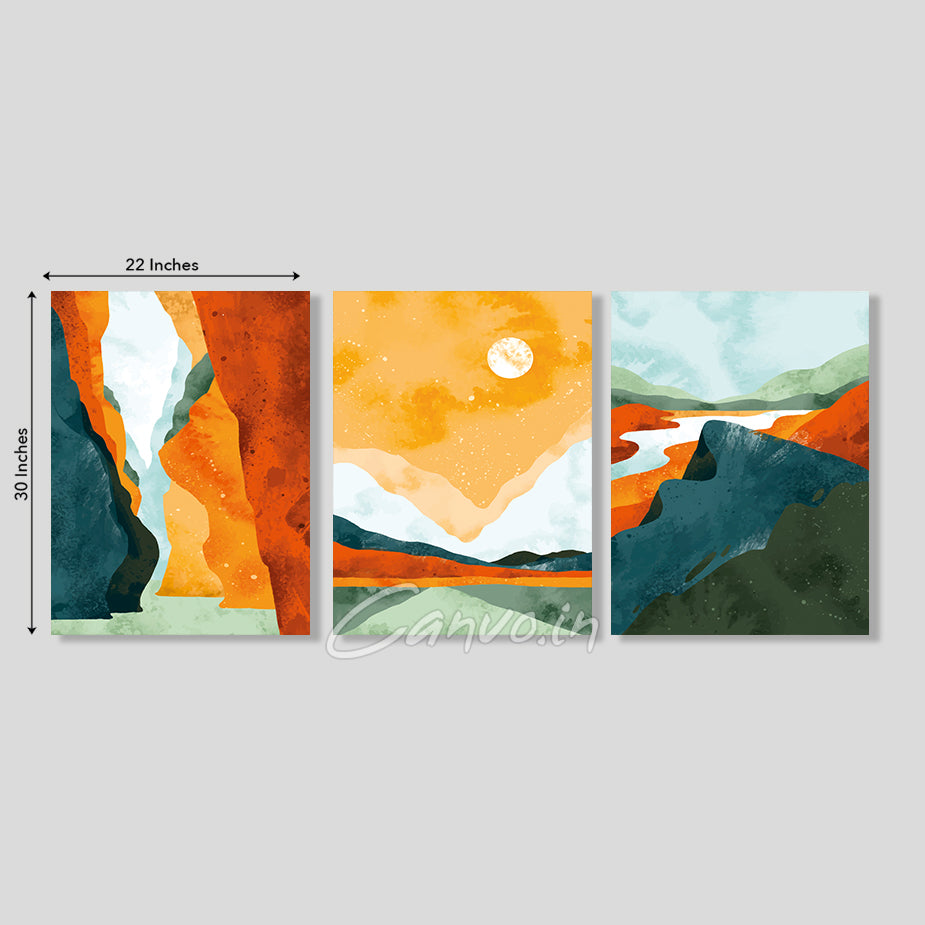 Minimal Landscape Abstract Canvo - Set of 3 Pieces