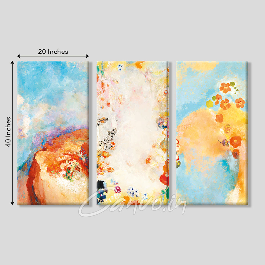Colourful Floral Abstract Canvo - Set of 3 Pieces