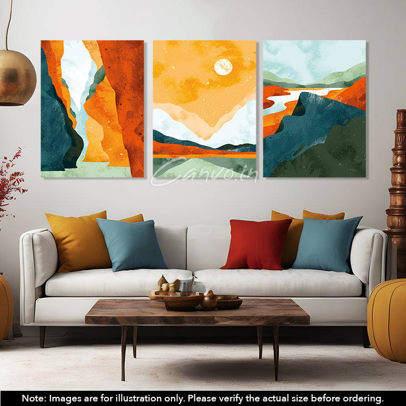 Minimal Landscape Abstract Canvo - Set of 3 Pieces
