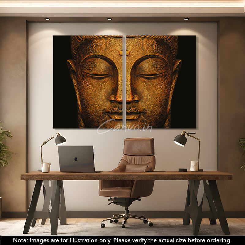 Gautam Buddha Canvo - Set of 2 Pieces