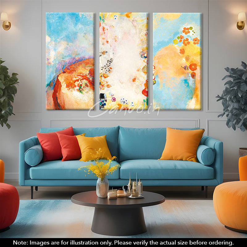 Colourful Floral Abstract Canvo - Set of 3 Pieces