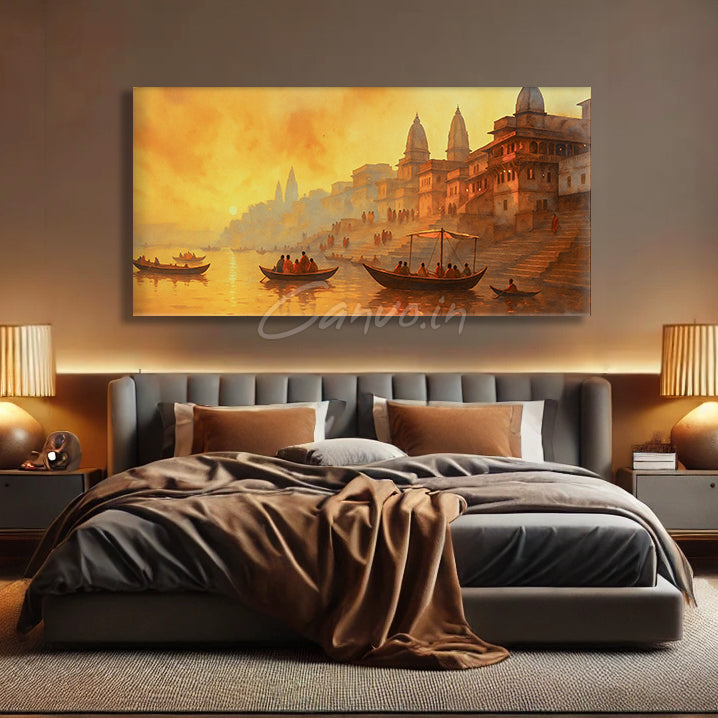Sunrise at Banaras Ghat Canvo