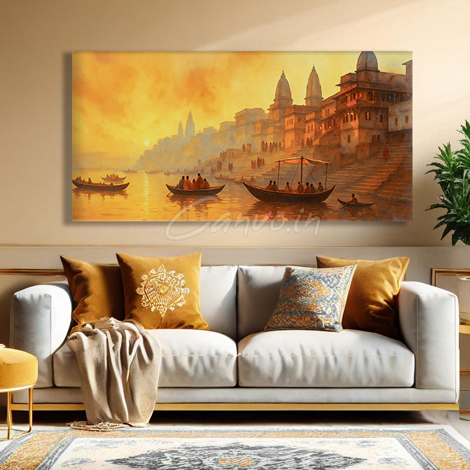 Sunrise at Banaras Ghat Canvo
