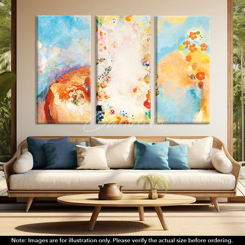 Colourful Floral Abstract Canvo - Set of 3 Pieces