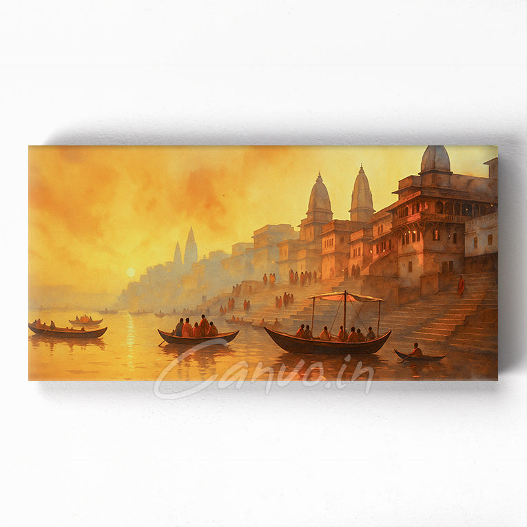 Sunrise at Banaras Ghat Canvo