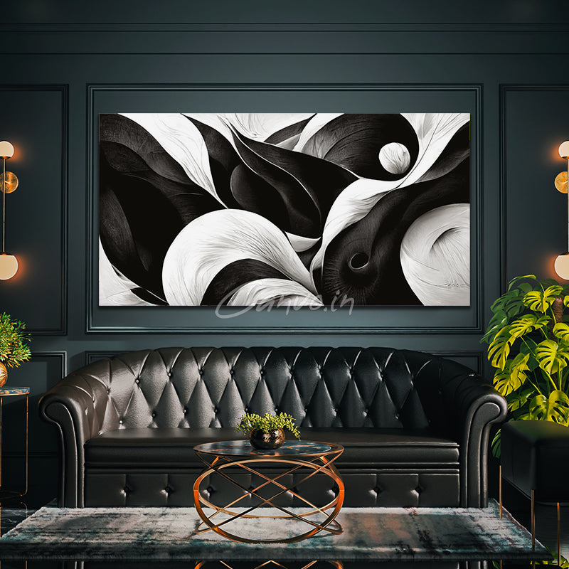 Mystic Black & White Abstract Canvo