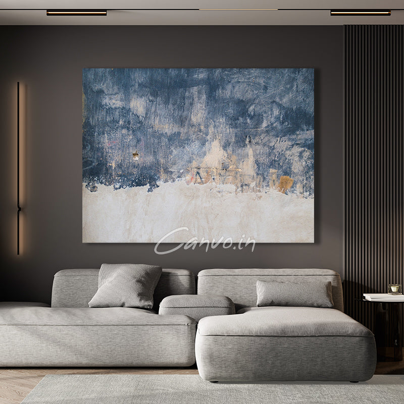 Blue & Gold Modern Abstract Canvo