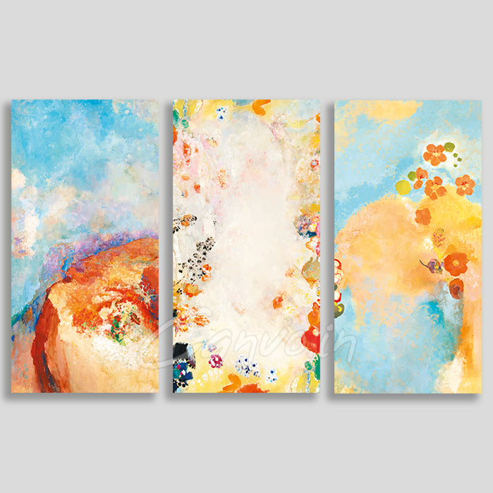 Colourful Floral Abstract Canvo - Set of 3 Pieces
