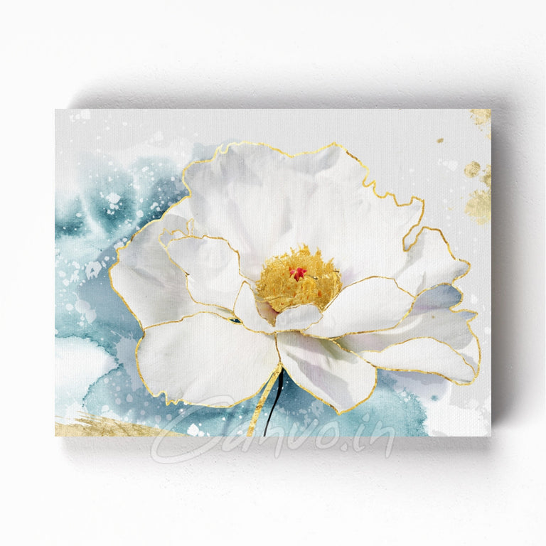 Modern White Flower Abstract Canvo