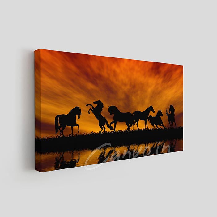 Horses Silhouette Canvo