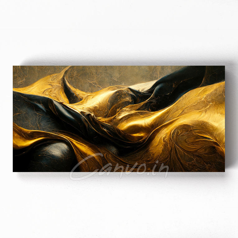 Golden & Black Horizon Abstract Canvo