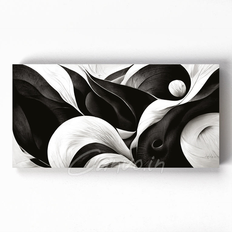 Mystic Black & White Abstract Canvo