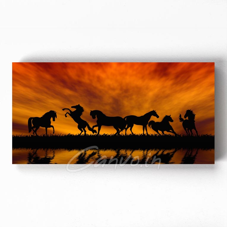 Horses Silhouette Canvo