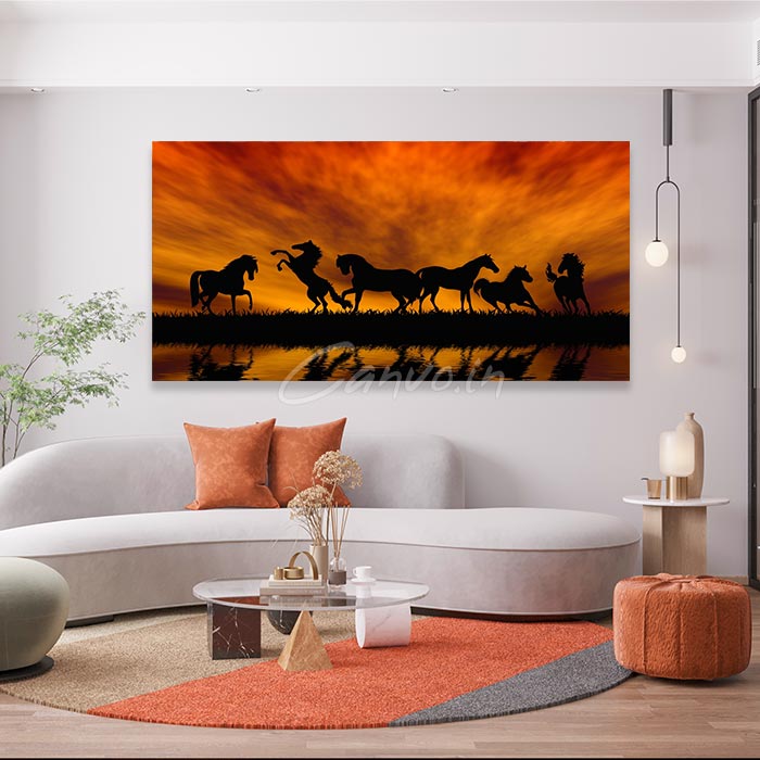 Horses Silhouette Canvo