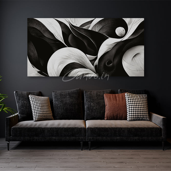 Mystic Black & White Abstract Canvo