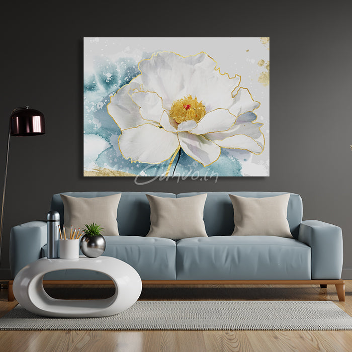 Modern White Flower Abstract Canvo