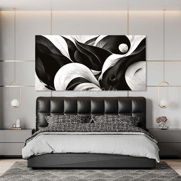 Mystic Black & White Abstract Canvo