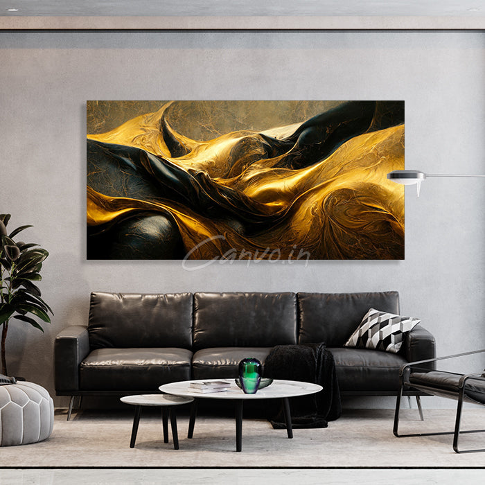 Golden & Black Horizon Abstract Canvo