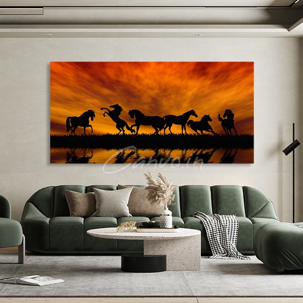 Horses Silhouette Canvo