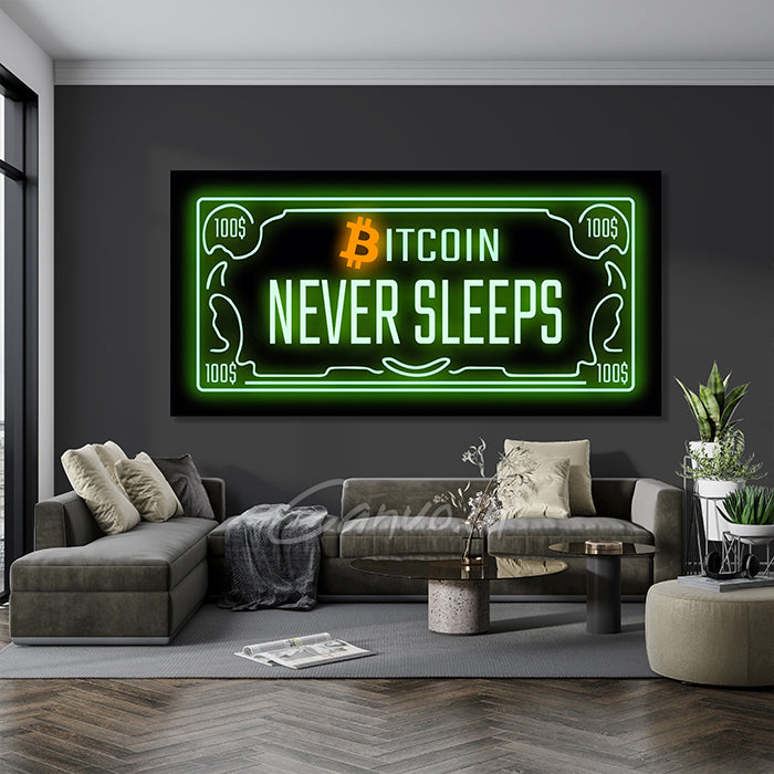 Bitcoin Never Sleeps Canvo Wall Art