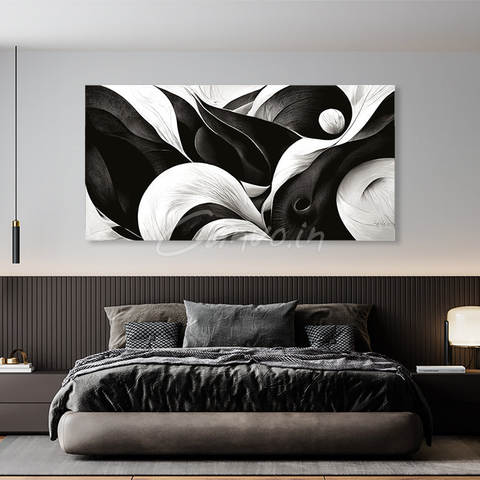 Mystic Black & White Abstract Canvo