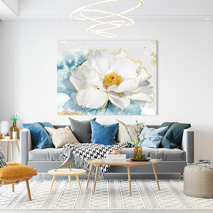 Modern White Flower Abstract Canvo