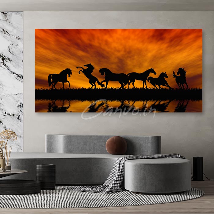 Horses Silhouette Canvo