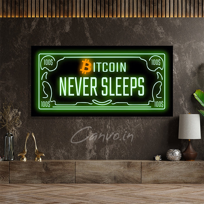 Bitcoin Never Sleeps Canvo Wall Art