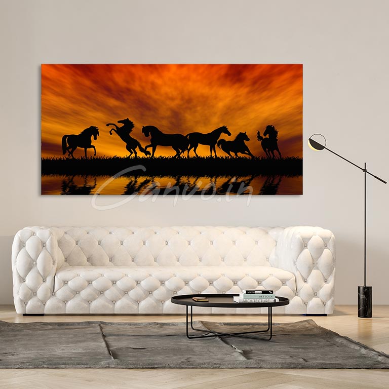 Horses Silhouette Canvo