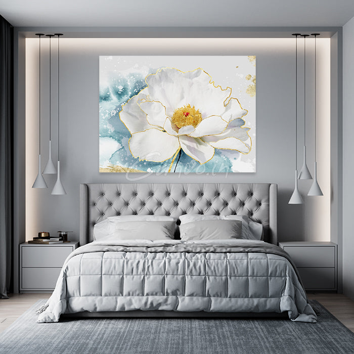 Modern White Flower Abstract Canvo