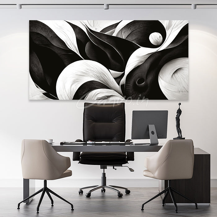 Mystic Black & White Abstract Canvo