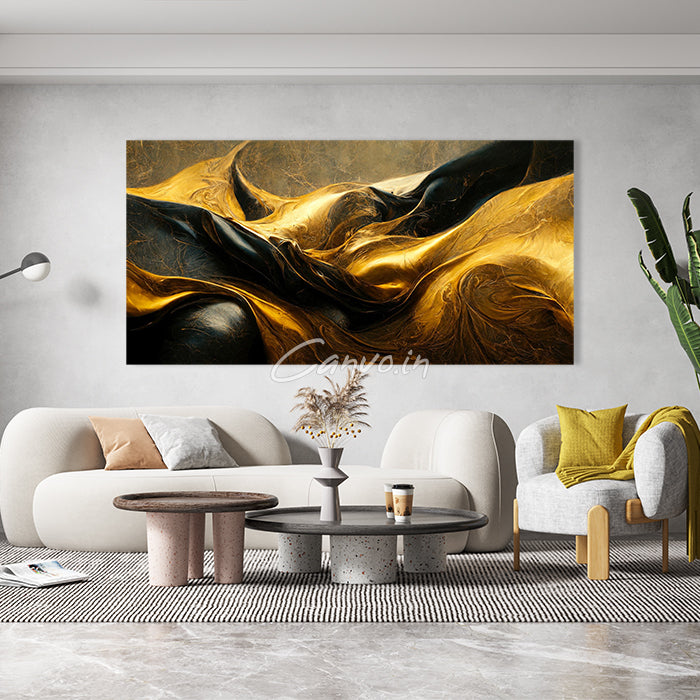 Golden & Black Horizon Abstract Canvo