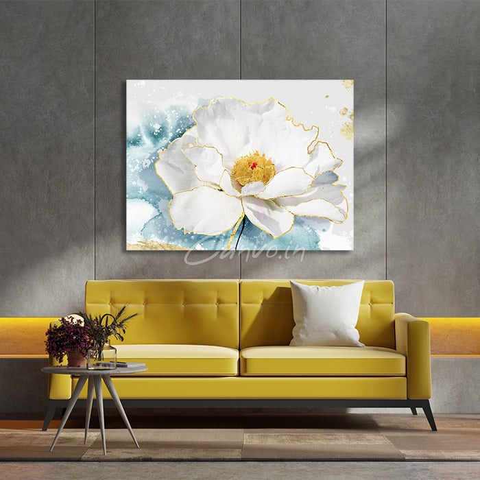 Modern White Flower Abstract Canvo