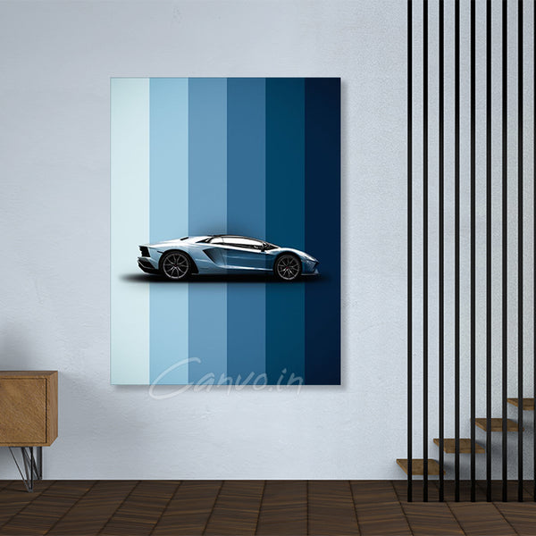 The Lamborghini Stripes | Printed Super Car Wall Painting | Framed