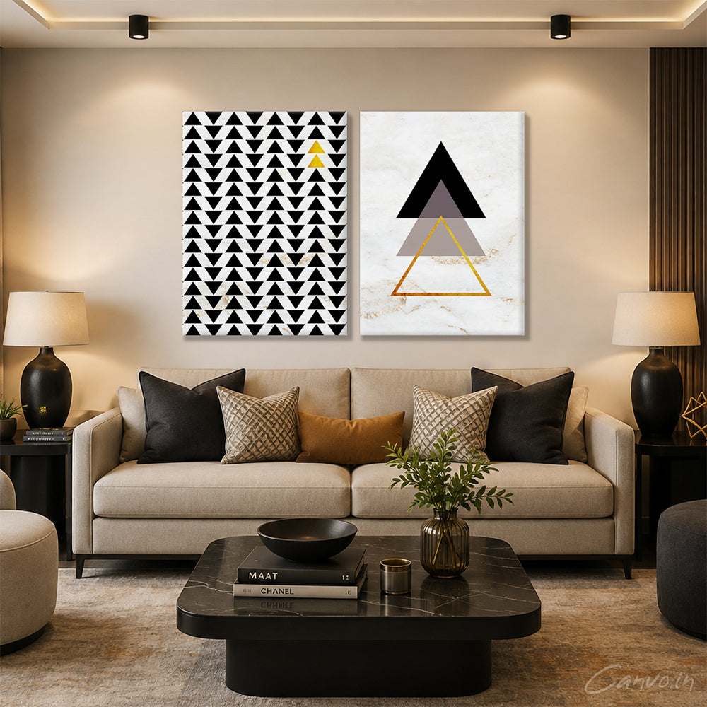 The Triangle Duo with Marble Background (Set of 2)
