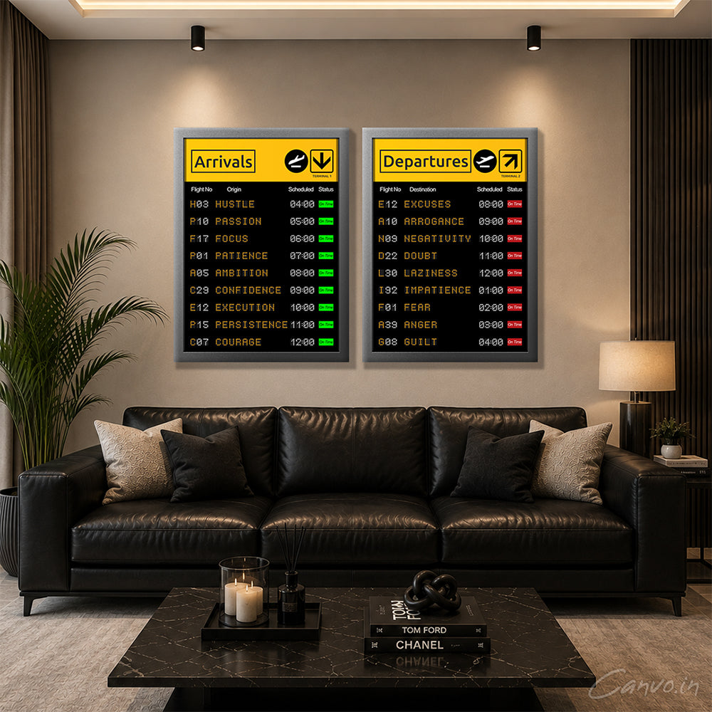 Mindset Airport Board: Arrivals & Departures (Set of 2)