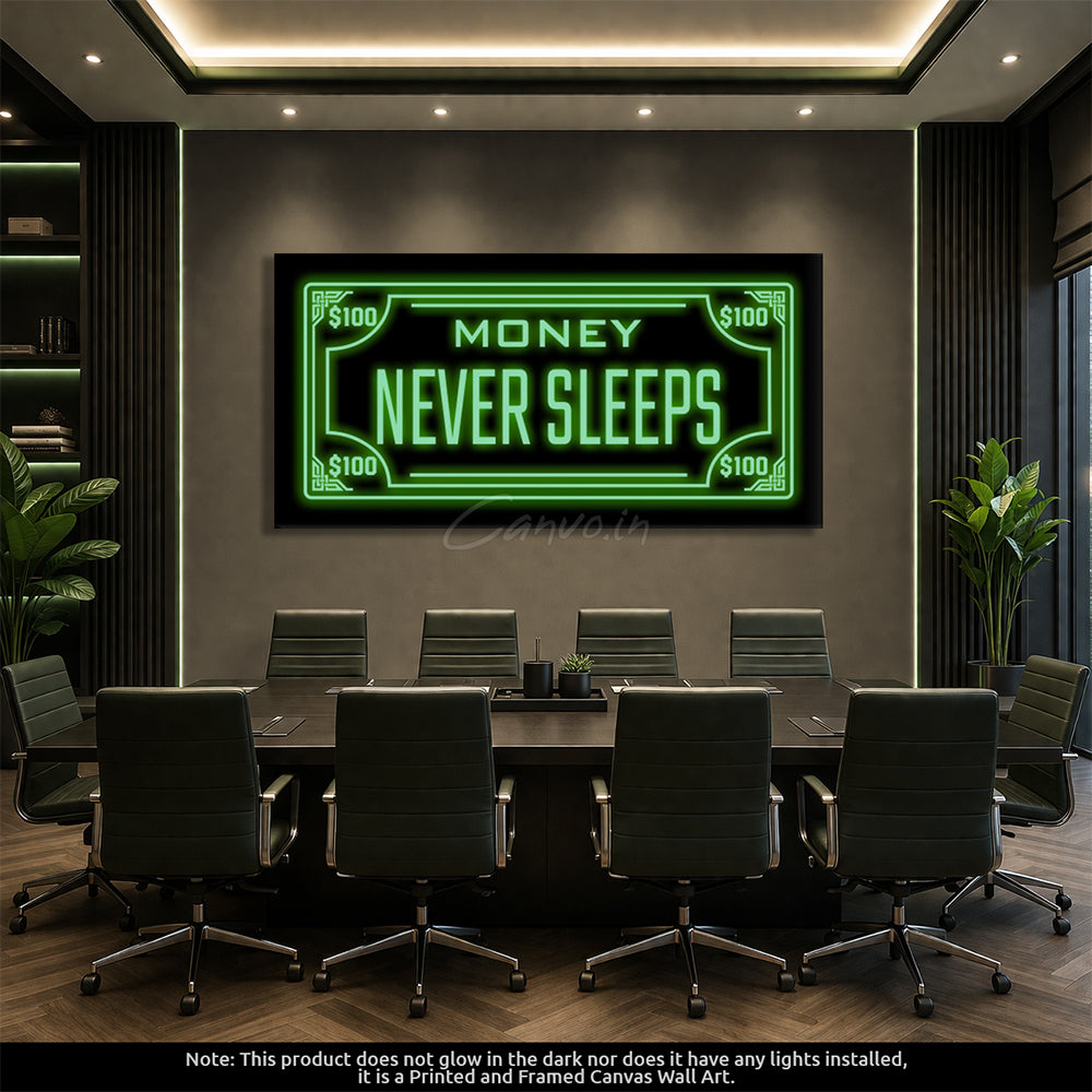 Money Never Sleeps - Printed Canvas (No Lights / No Glow)