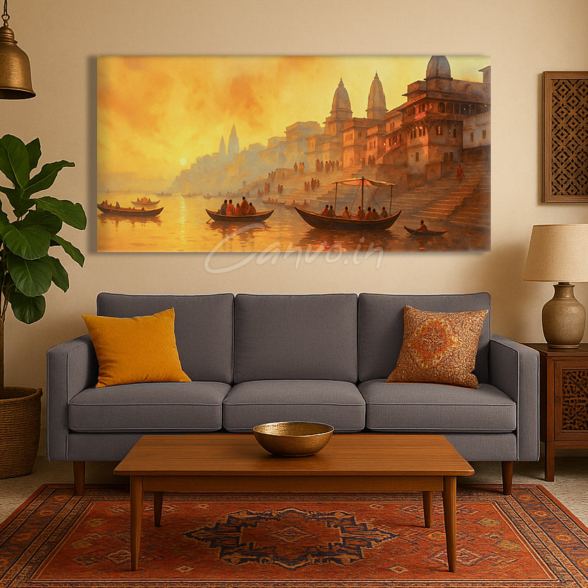 Sunrise at Banaras Ghat Canvo