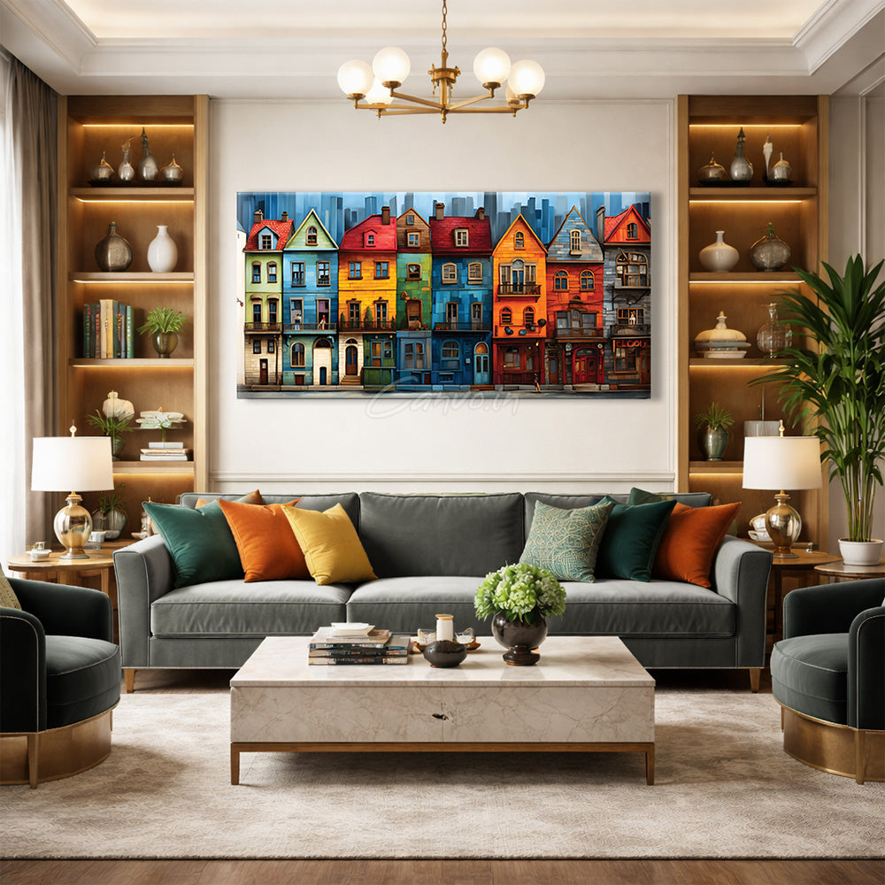 Colourful European Houses Canvo