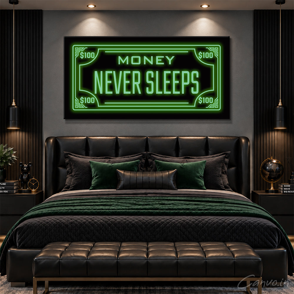 Money Never Sleeps - Printed Canvas (No Lights / No Glow)