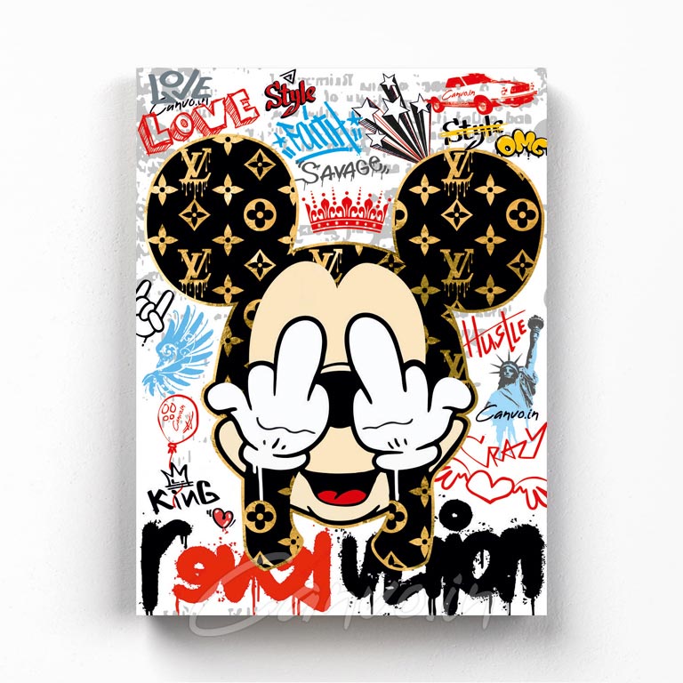 Mickey Mouse Canvo - LV Canvas Wall Art - Cartoon Canvas Painting - Canvo  India