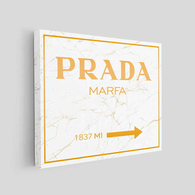 Prada Marfa - White & Gold - Marble Look Canvo