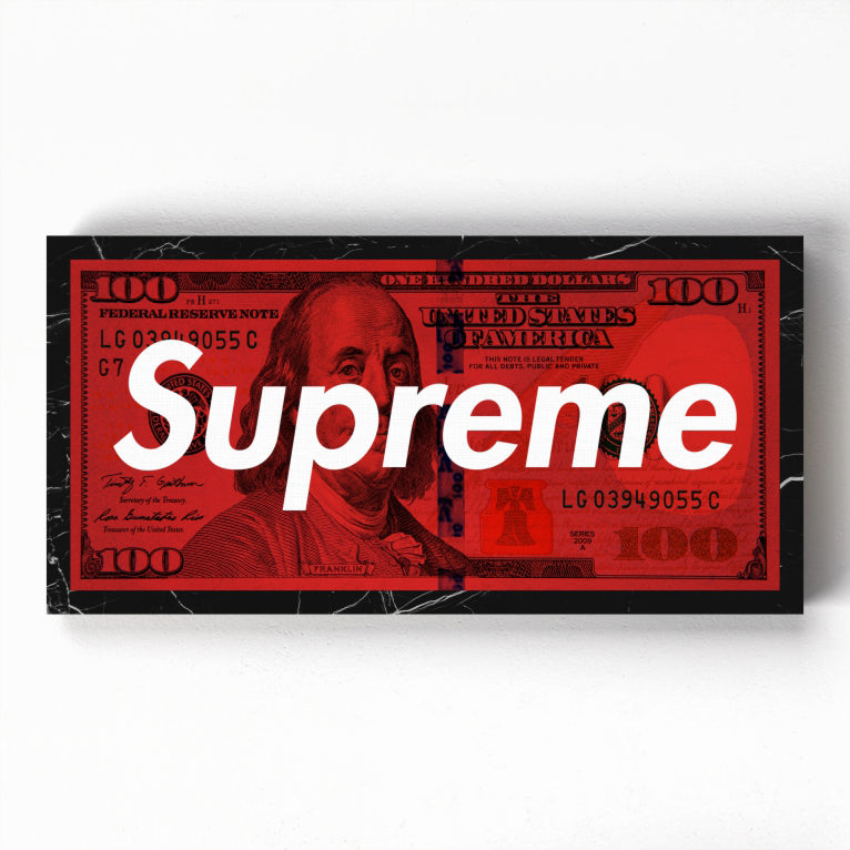 Red Supreme Dollar Canvo, Canvas Wall Art