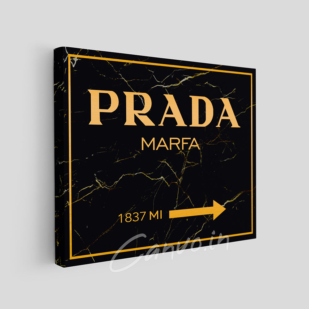 Prada Marfa - Black & Gold - Marble Look Canvo