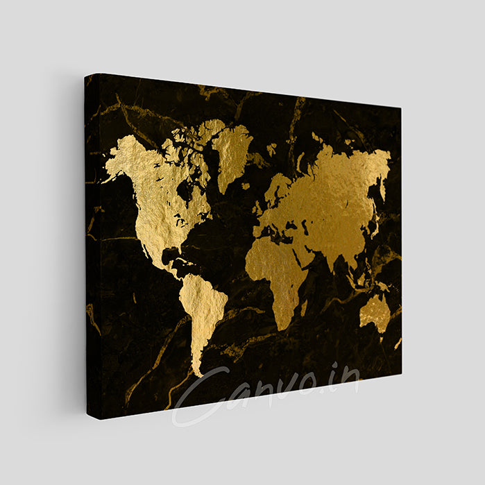 Golden World Map Canvo