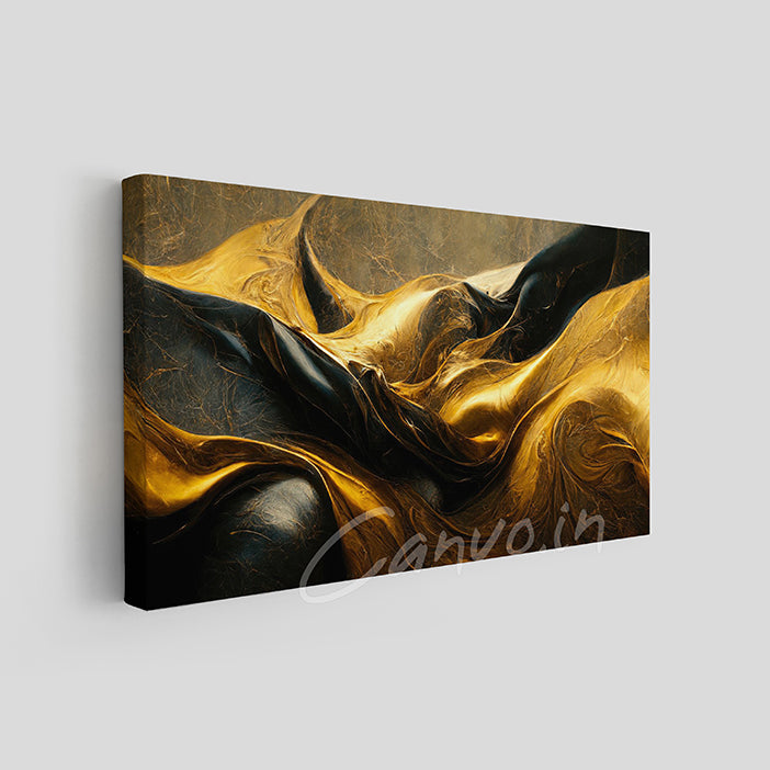 Golden & Black Horizon Abstract Canvo