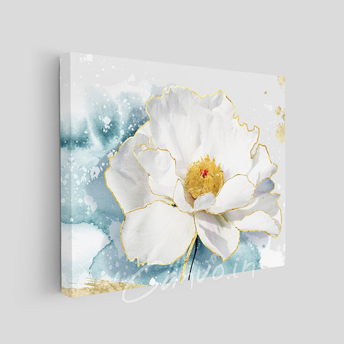 Modern White Flower Abstract Canvo